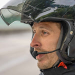 Casque de moto jet noir équipé de l'intercom Sonix R1 d'EyeLights